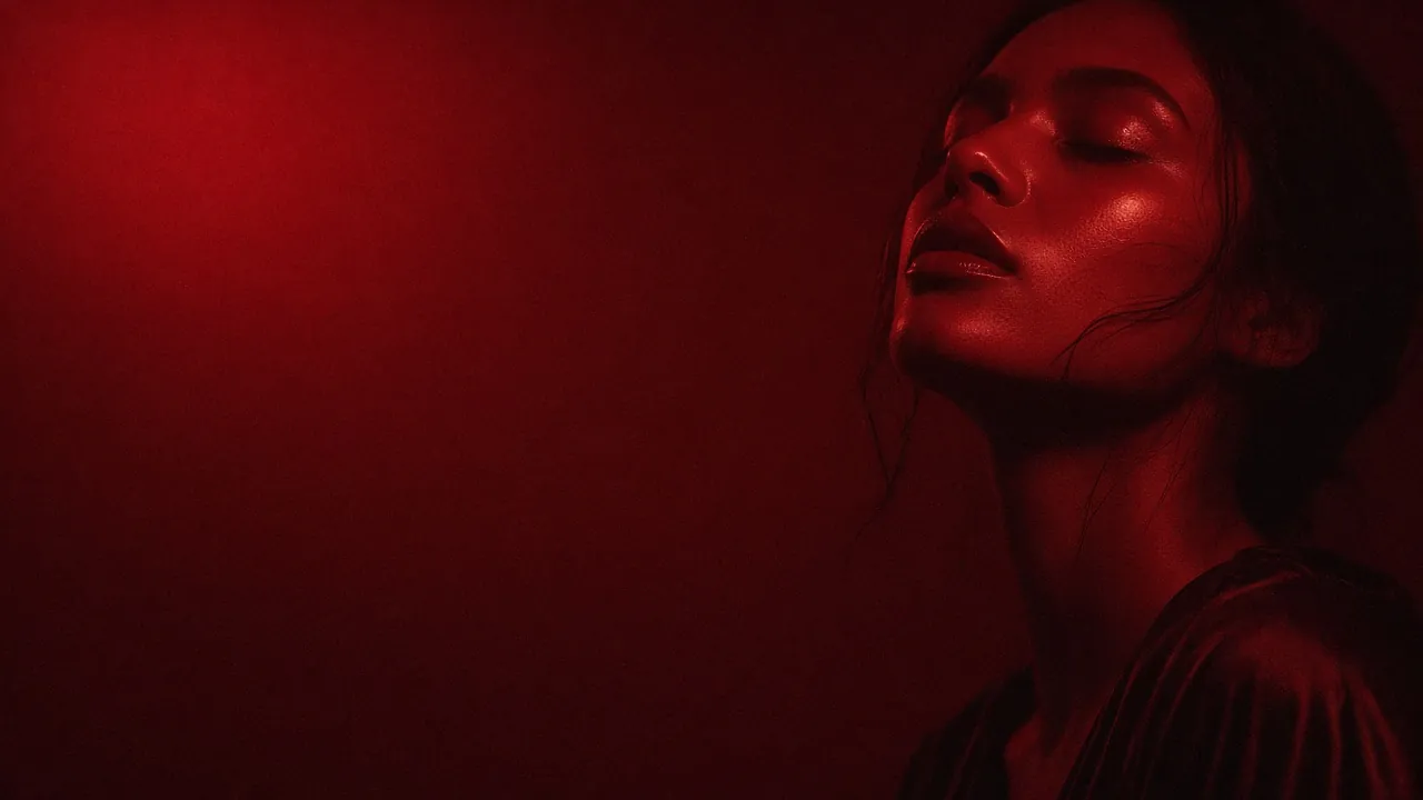 Decorative image: anonymous model lit in deep red