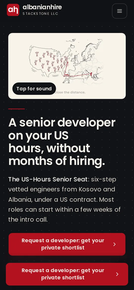 AlbanianHire homepage on a phone