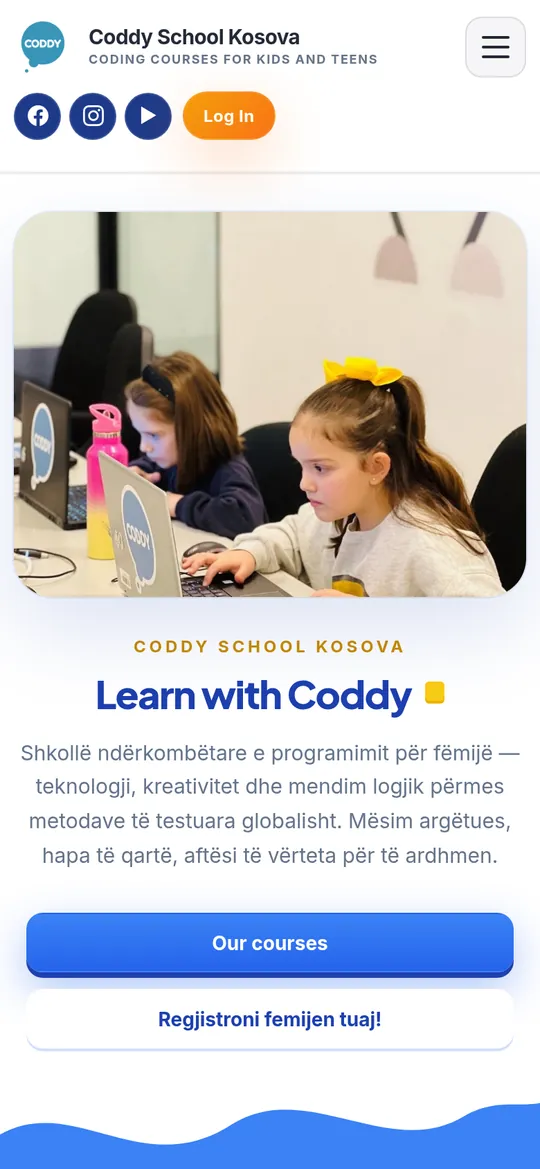 Learn with Coddy homepage on a phone